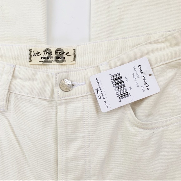 Free People High Rise Straight Flare White Jeans - Picture 9 of 10